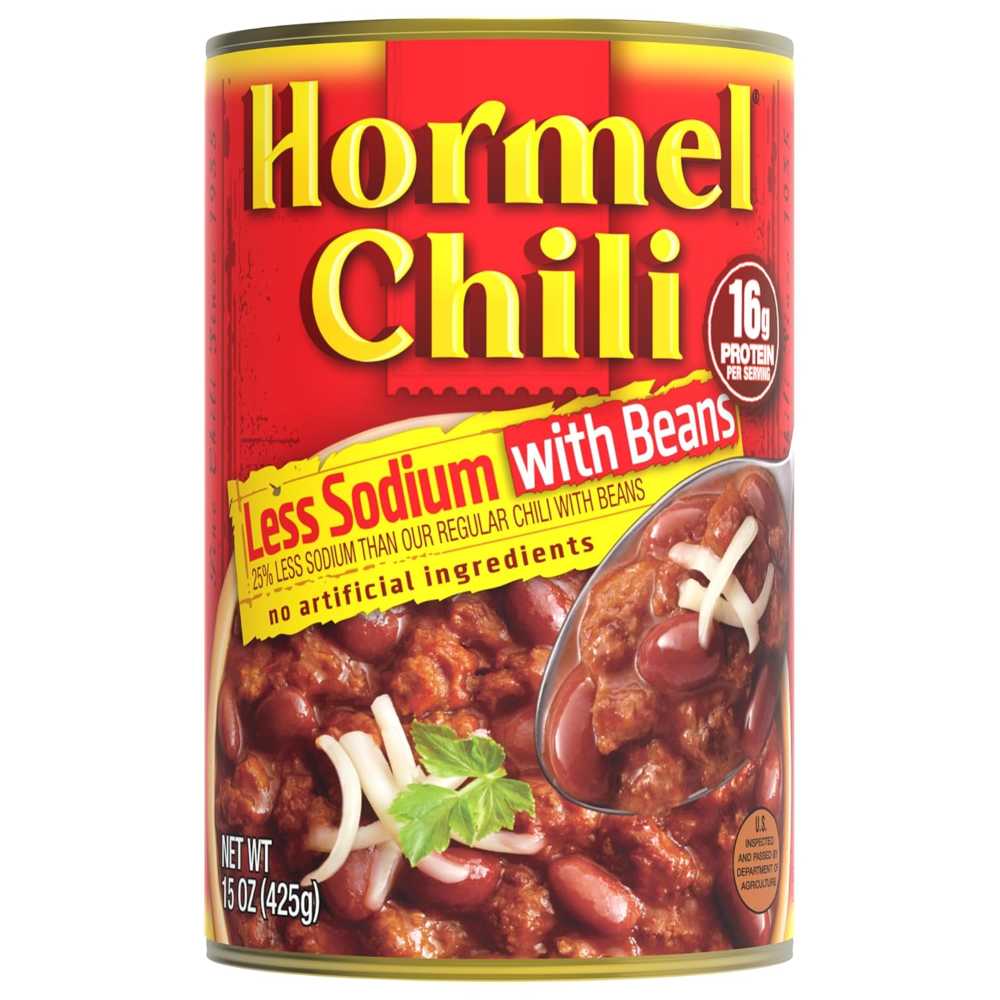 12-Pack Hormel Chili w/ Beans (Less Sodium), 19 oz. ($1.48/Can)