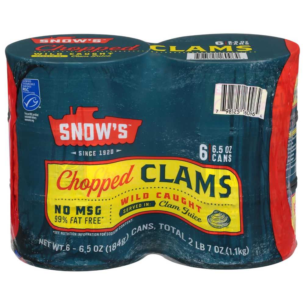 YMMV: 6-Pack Snow's Wild Caught Canned Chopped Clams, 6.5 oz.