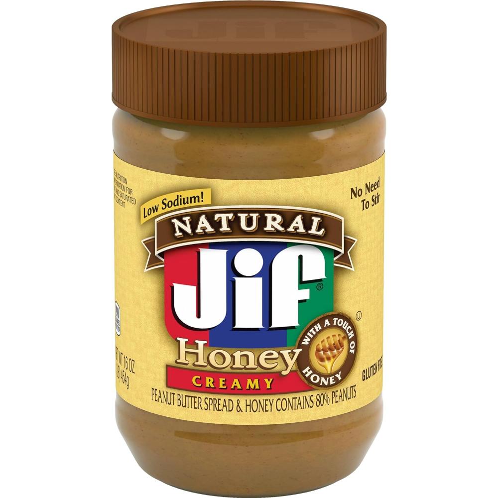 5-Pack Jif Natural Creamy Peanut Butter Spread and Honey, 16 oz.