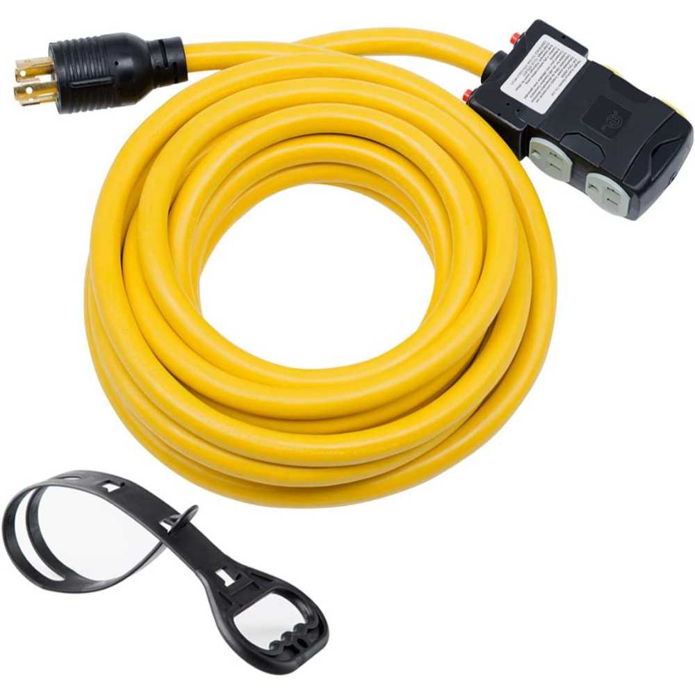 Yodotek 25' Heavy Duty 10-Gauge Generator Cord w/ Surge Protector Breaker