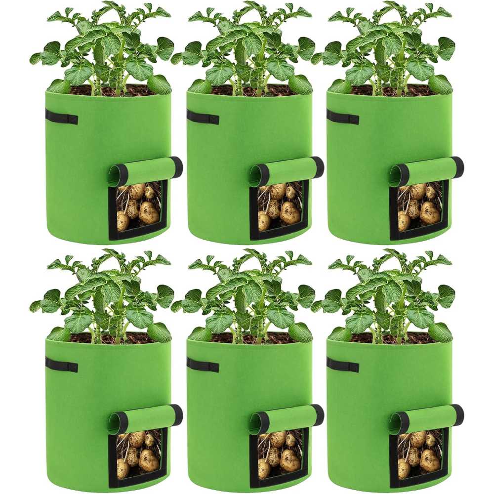 6-Pack Bijoketten 10-Gallon Fabric Grow Bags w/ Viewing Window