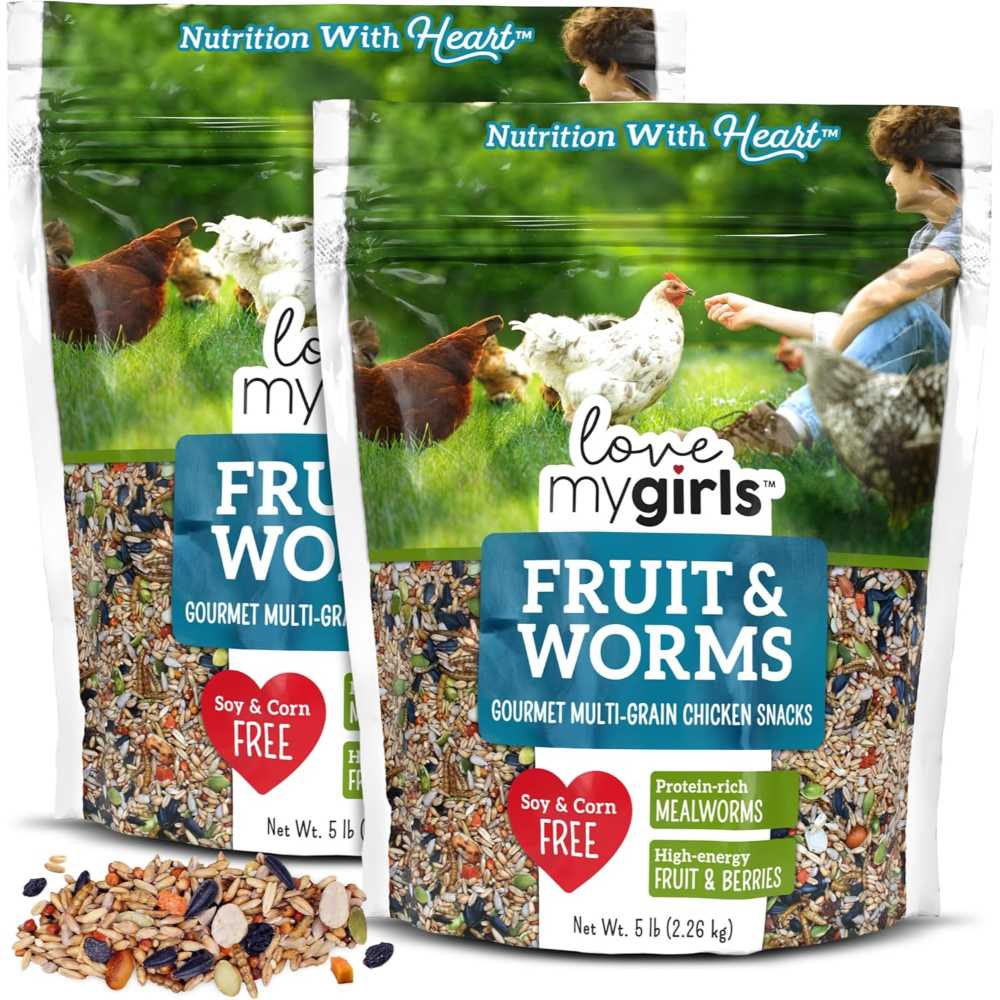 2-Pack Love My Girls Fruit & Worms Chicken Treats, 5 lb.