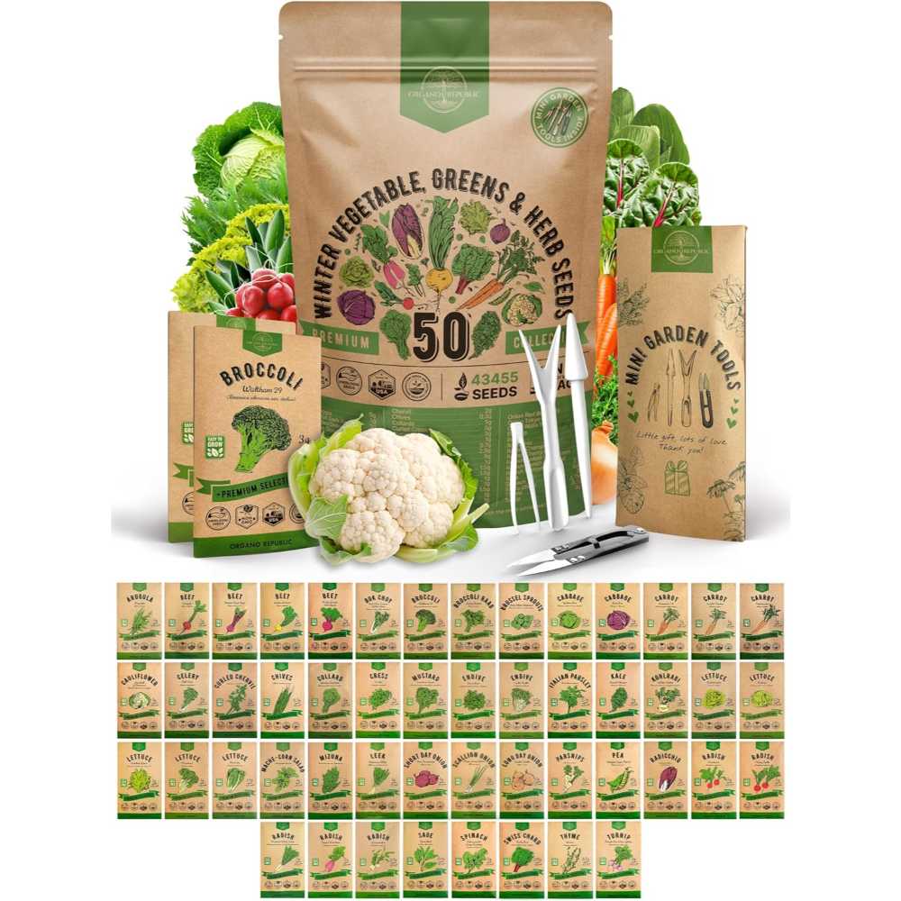Organo Republic 50-Variety Winter 43,450+ Heirloom Garden Seeds