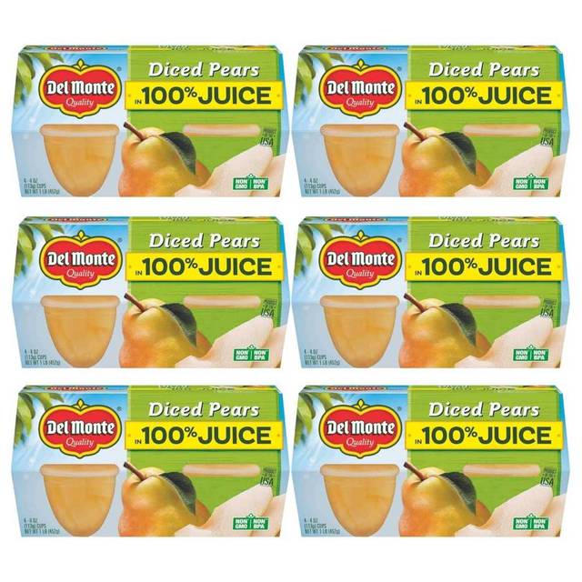 24-Pack Del Monte Diced Pears in 100% Juice, 4 oz.