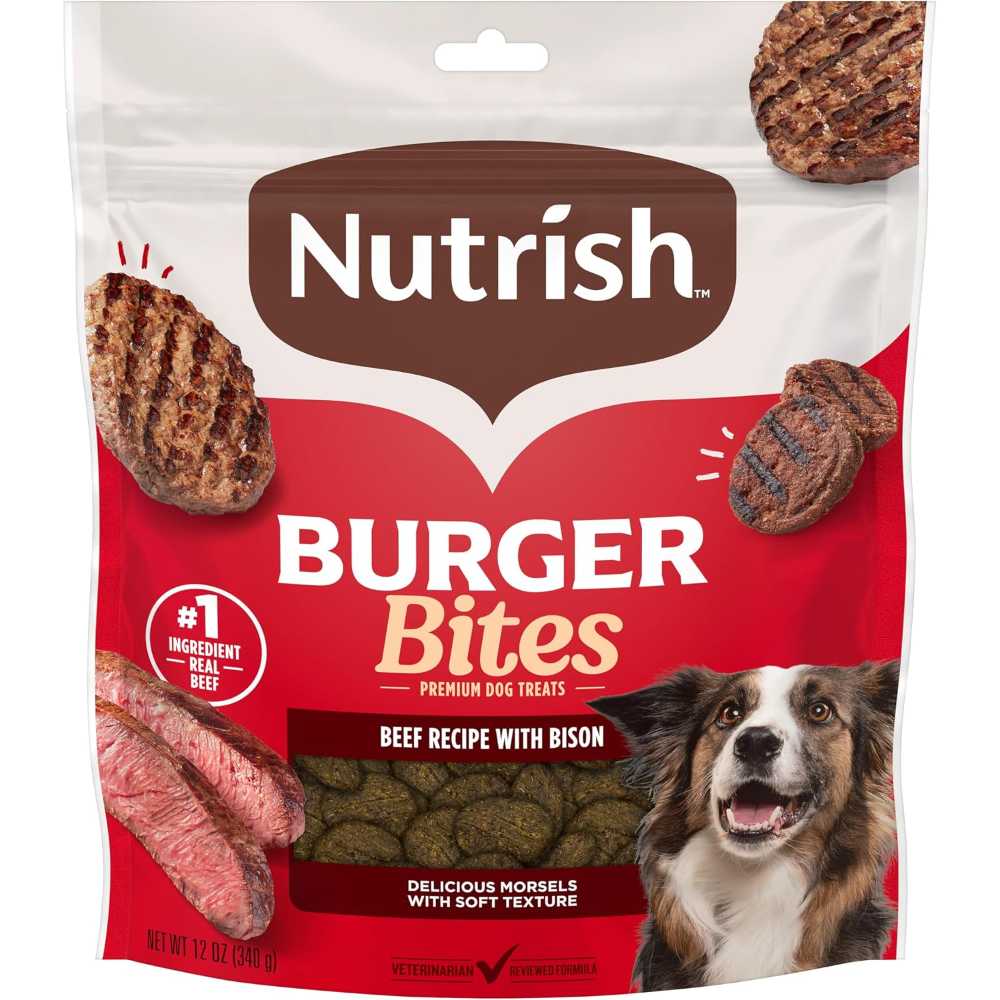 Nutrish Burger Bites Dog Treats, 12 oz. (Beef w/ Bison)