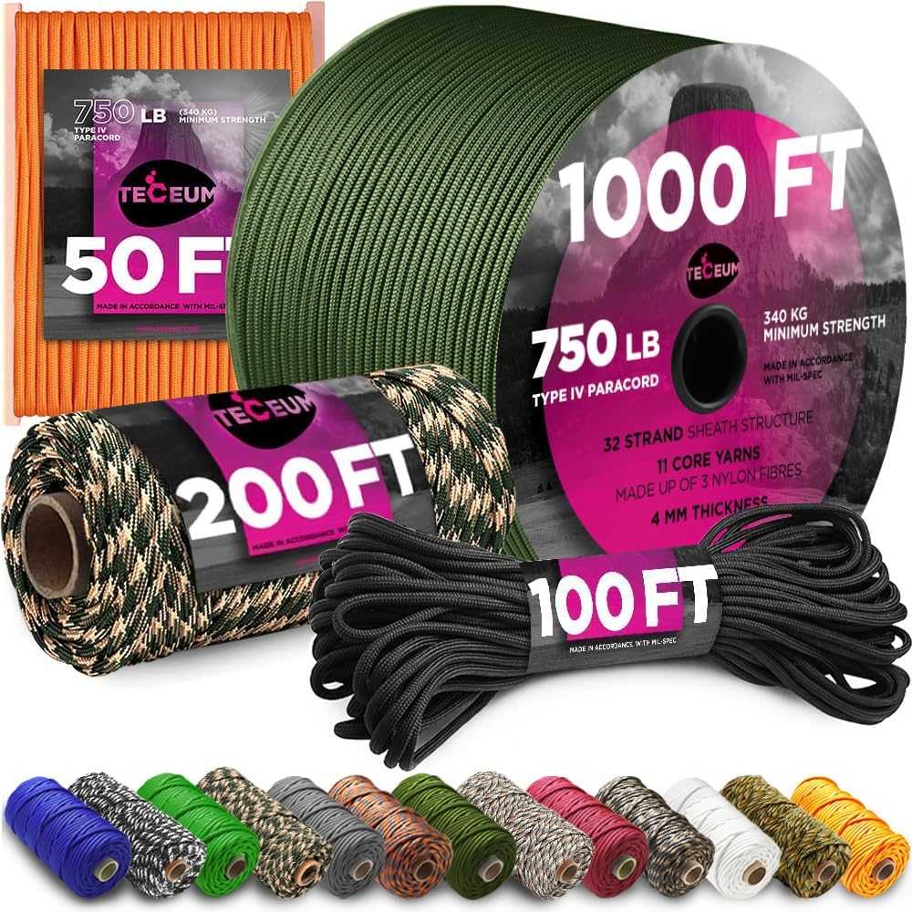 Teceum 100' 750 lb. Paracord (Black)
