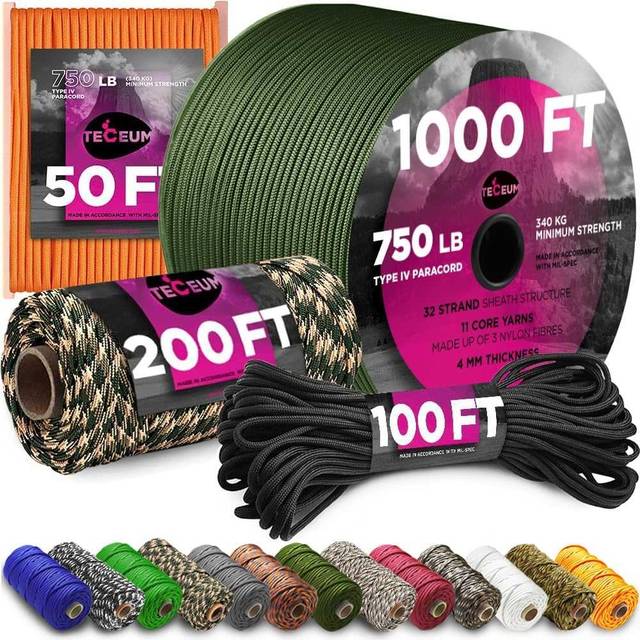 Teceum 100' 750 lb. Paracord (Black)