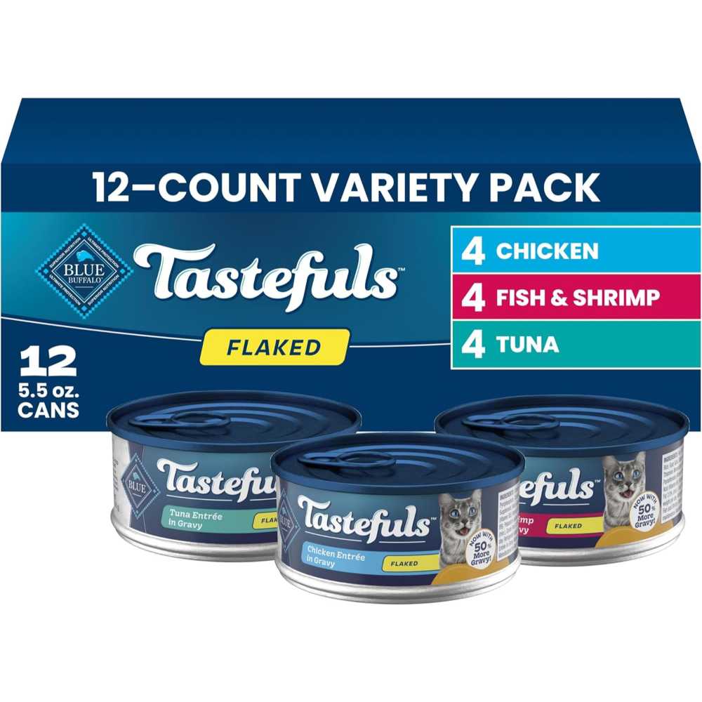 YMMV: 12-Pack Blue Buffalo Tastefuls Flaked Adult Wet Cat Food, 5.5 oz. (Variety Pack)