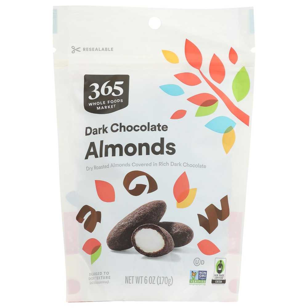 365 Whole Foods Market Dark Chocolate Almonds, 6 oz.