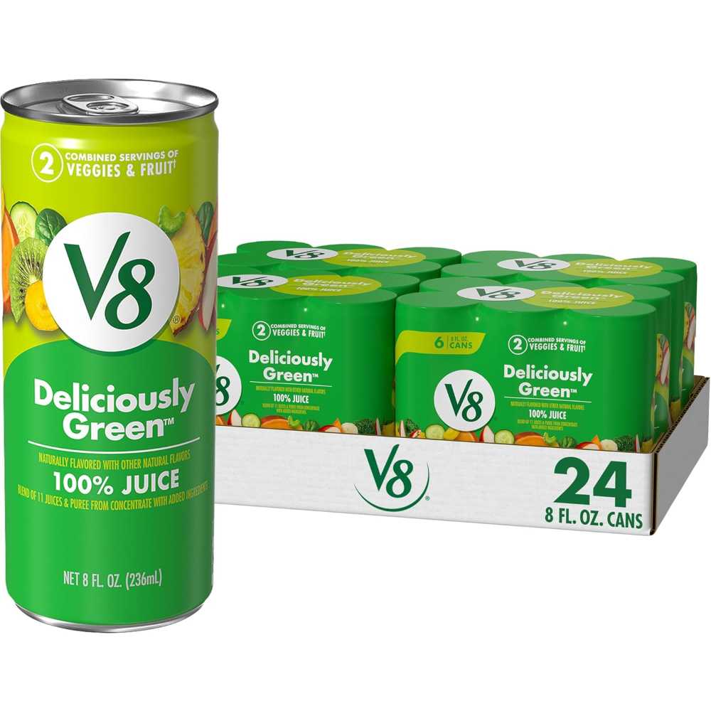 24-Pack V8 Deliciously Green 100% Fruit and Vegetable Juice, 8 oz.