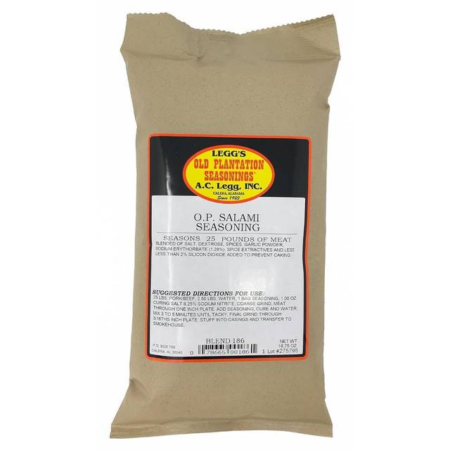 A.C. Legg OP Salami Seasoning w/ Cure, 16.75 oz.