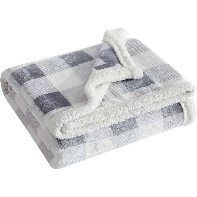Eddie Bauer Soft Reversible Sherpa & Brushed Fleece Throw, 50" x 60"
