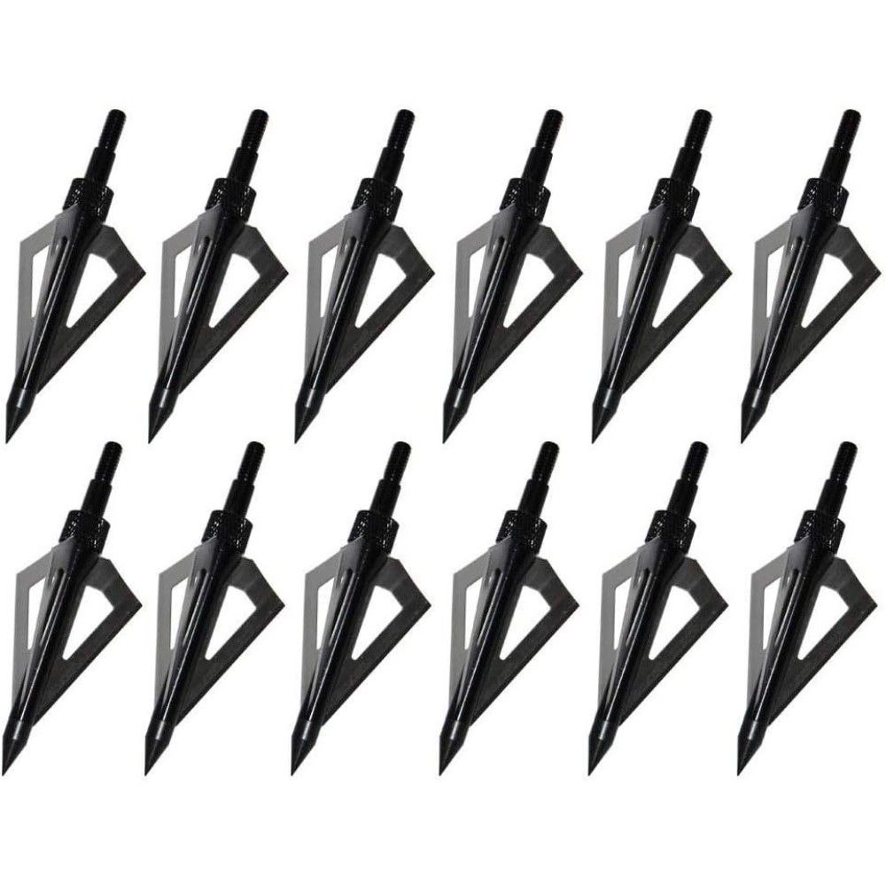 12-Pack Sinbadteck 3-Blade Hunting Broadheads, 100 Grain
