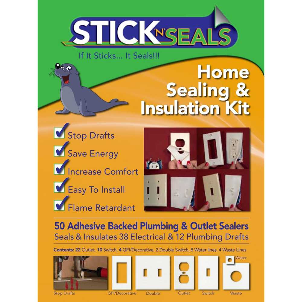 50-Pack Stick 'N' Seal Adhesive Backed Plumbing & Outlet Draft Sealers