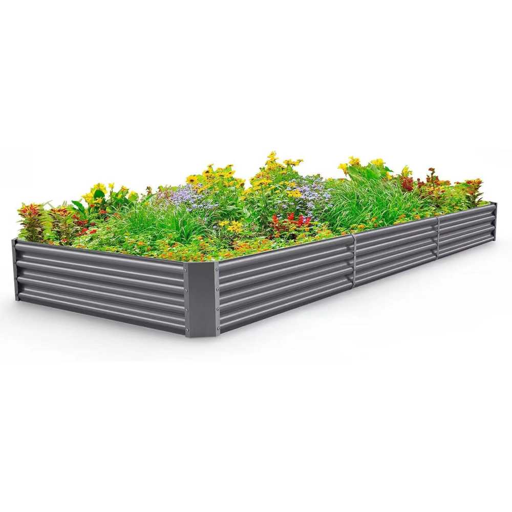 Land Guard 12' x 4' Galvanized Raised Garden Bed
