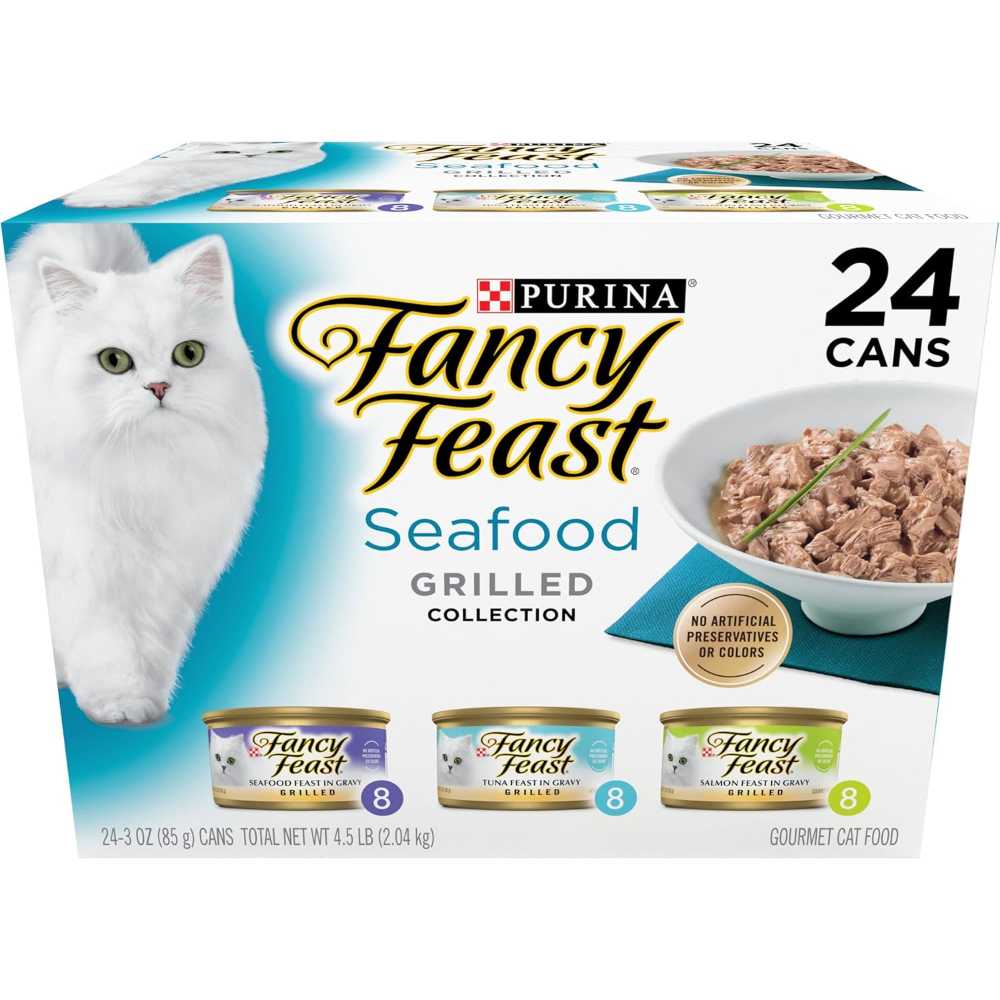 24-Pack Purina Fancy Feast Grilled Seafood Feast Variety Pack, 3 oz.