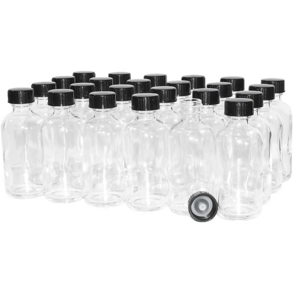 24-Pack GlassBottleOutlet Clear Boston Round w/ Cone-Lined Cap, 4 oz.