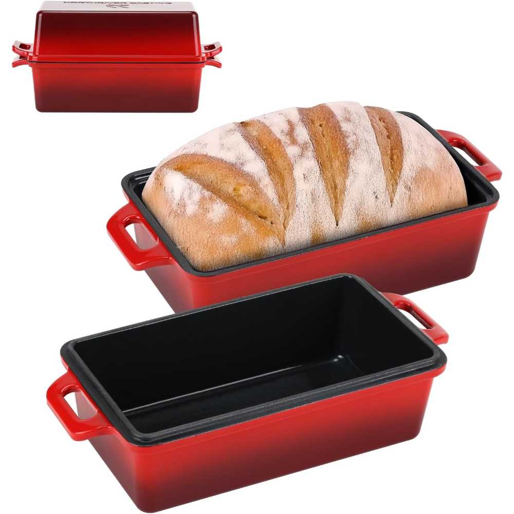 2-Pack Northriver Casting 9" x 5" Enameled Cast Iron Loaf Pan