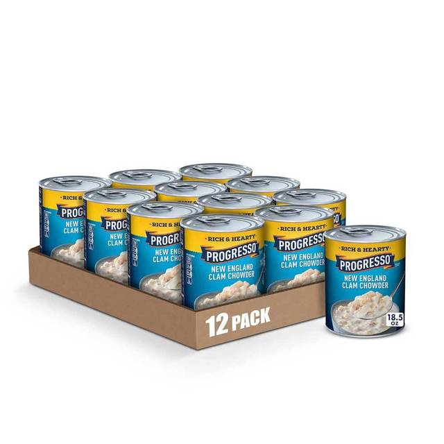 12-Pack Progresso New England Clam Chowder, 18.5 oz.