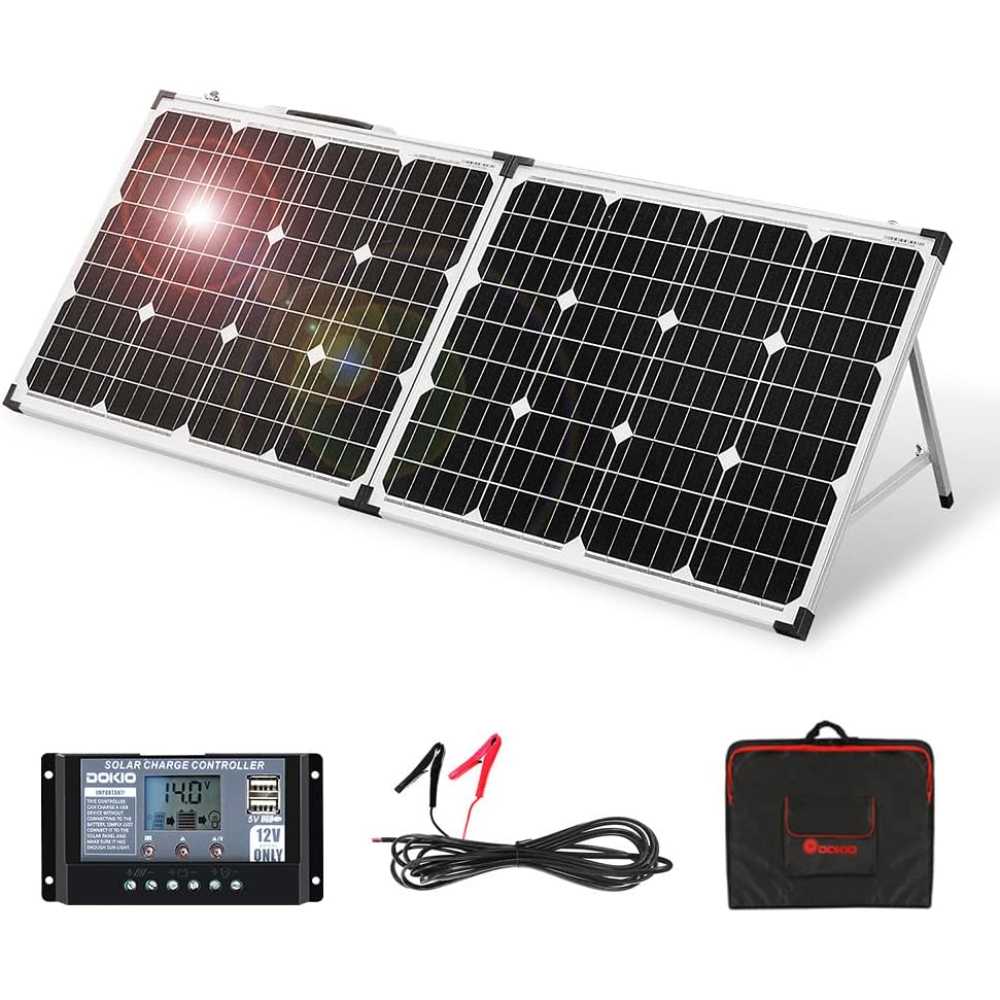 Dokio 100W Portable Solar Panel Kit w/ Charge Controller