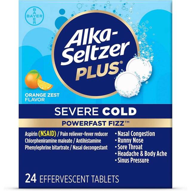 24-Pack Alka-Seltzer Plus Severe Cold PowerFast Fizz Effervescent Tablets (Orange Zest)