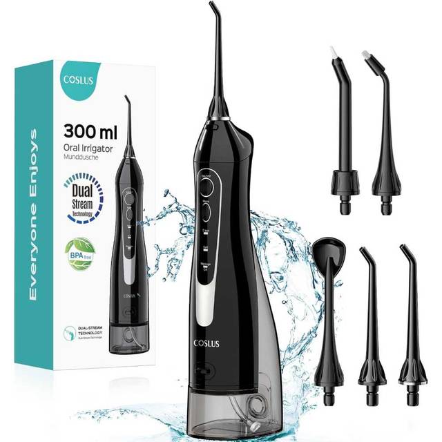Coslus 300ml Rechargeable Water Dental Flosser w/ 5x Jet Tips