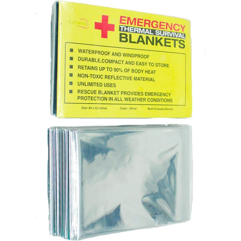 4-Pack Raywer Emergency Thermal Survival Blankets (84" x 52")