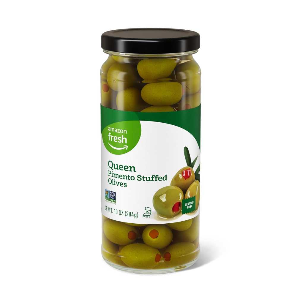 Amazon Fresh Queen Pimento Stuffed Olives, 10 oz.