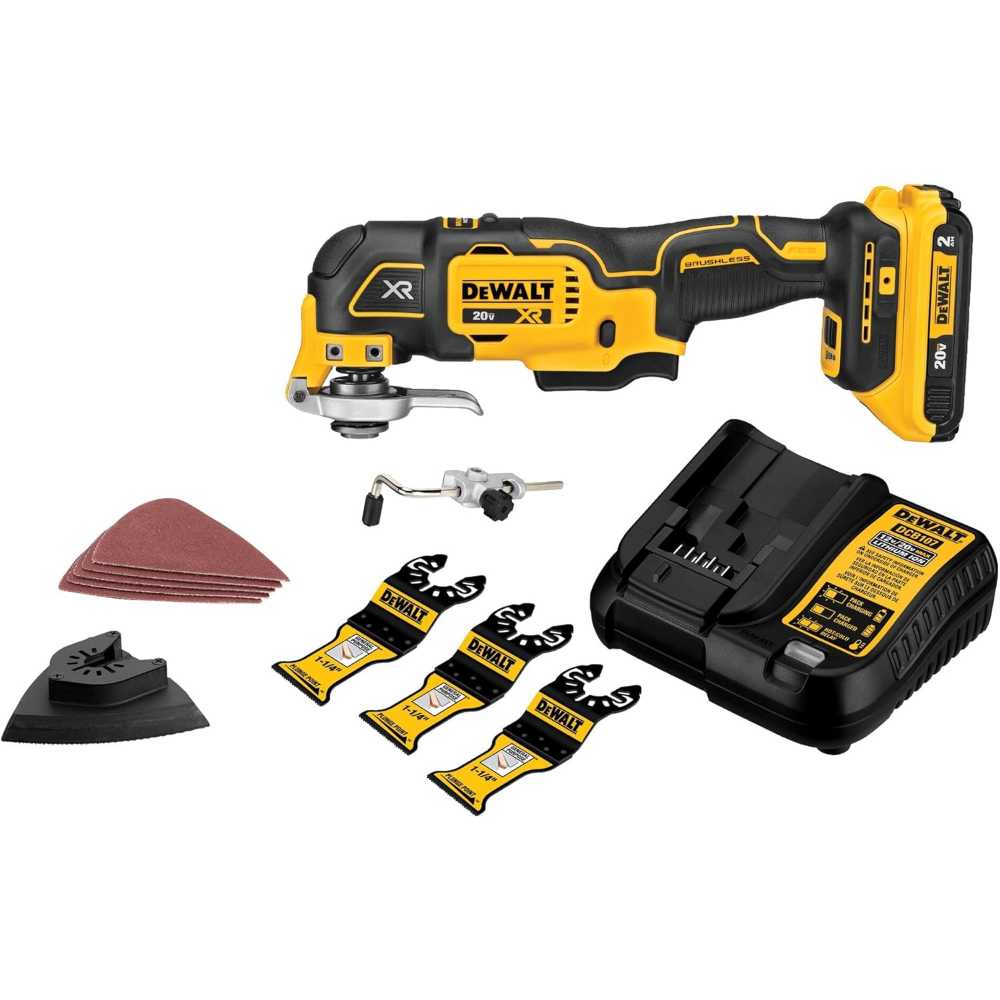 DEWALT 20V MAX XR Oscillating Multi-Tool Kit w/ Battery, Charger, Sand Paper, Blades