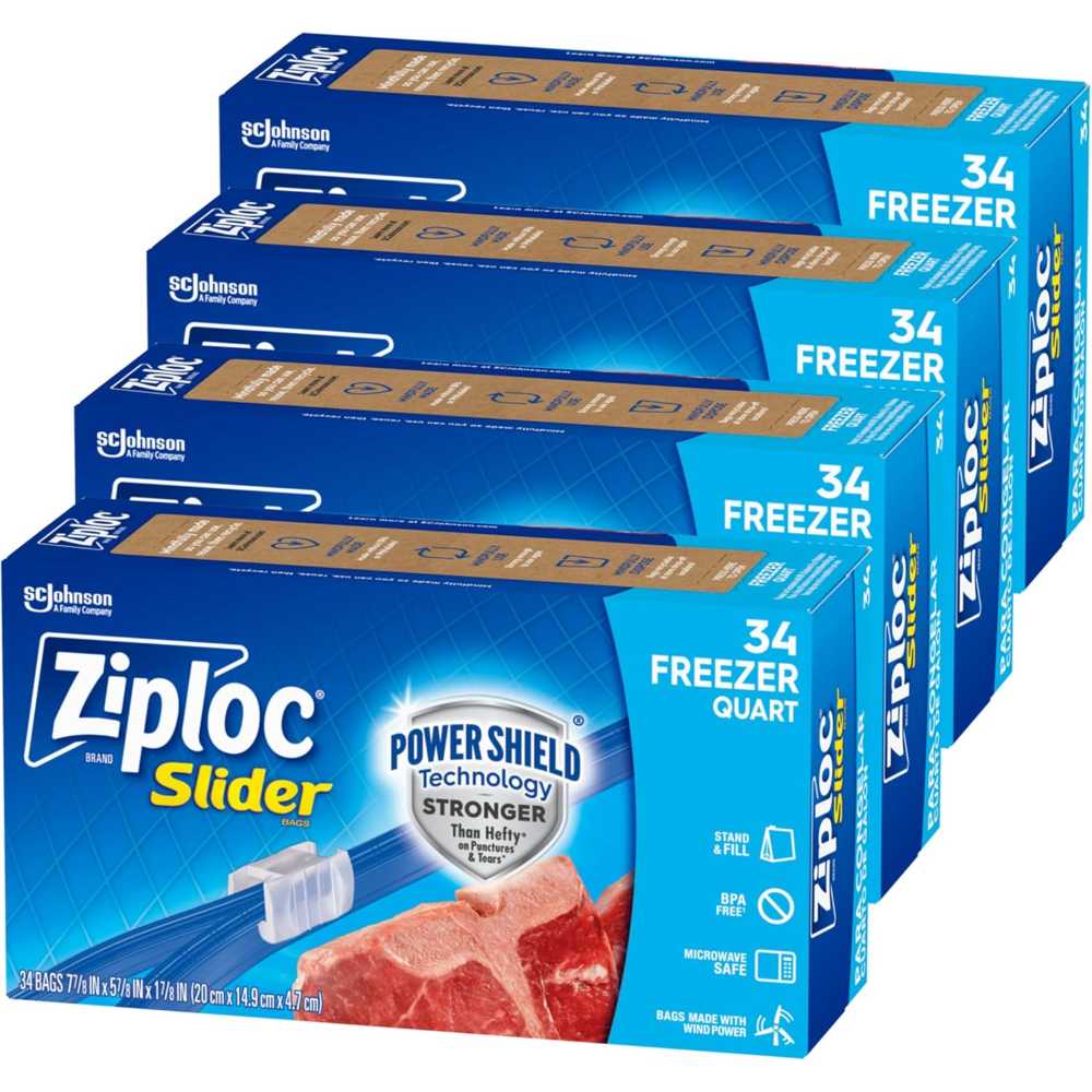 136-Pack Ziploc Quart Slider Freezer Bags