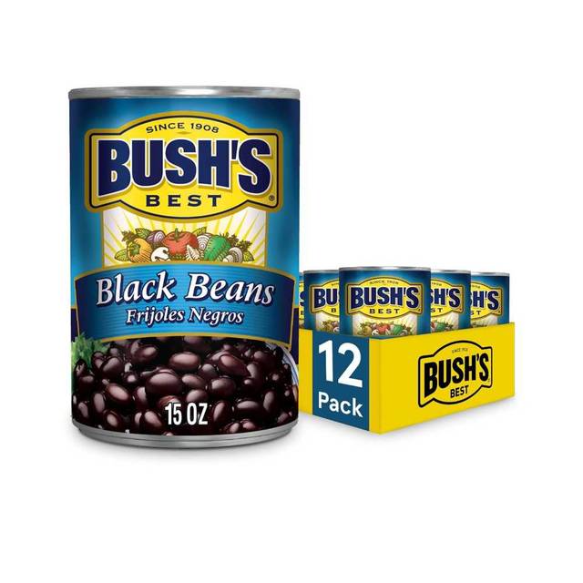 12-Pack Bush's Best Canned Black Beans, 15 oz.