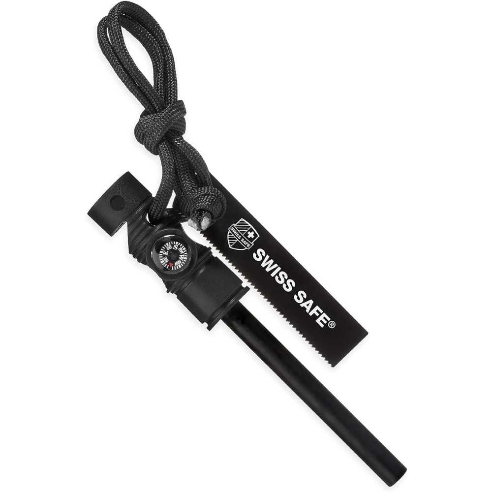 Swiss Safe 5-in-1 Magnesium Ferro Rod Fire Starter Survival Tool