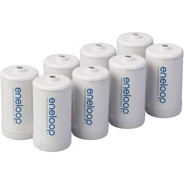 8-Pack Panasonic Eneloop D Adapters for Rechargeable AA Ni-MH Batteries