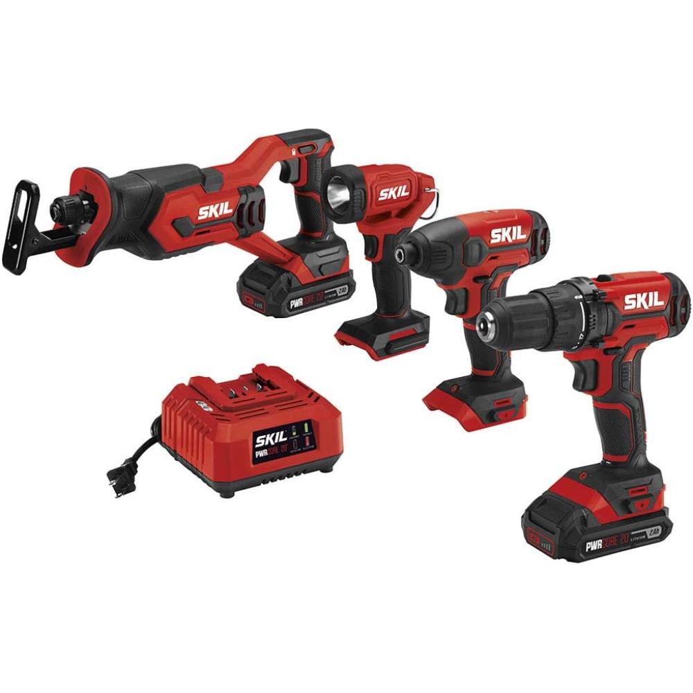 SKIL 4-Tool Combo Kit w/ Charger + 2x Batteries