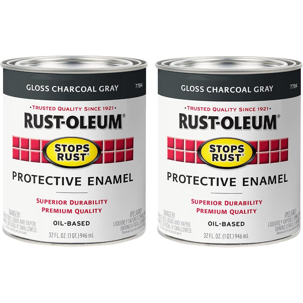 2-Pack Rust-Oleum Stops Rust Protective Enamel Paint, 32 oz. (Gloss Charcoal Gray)