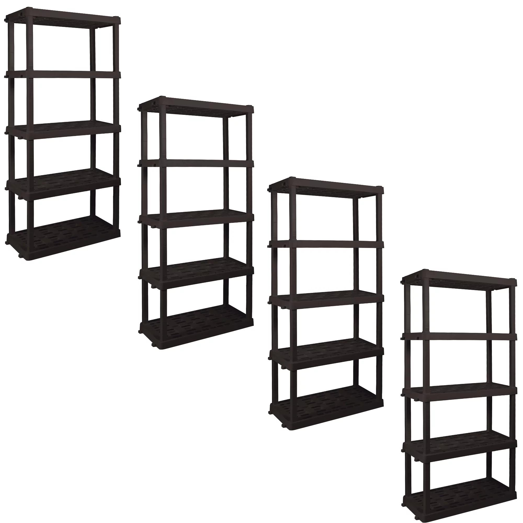 4-Pack Hyper Tough 5-Tier Plastic Shelving Units