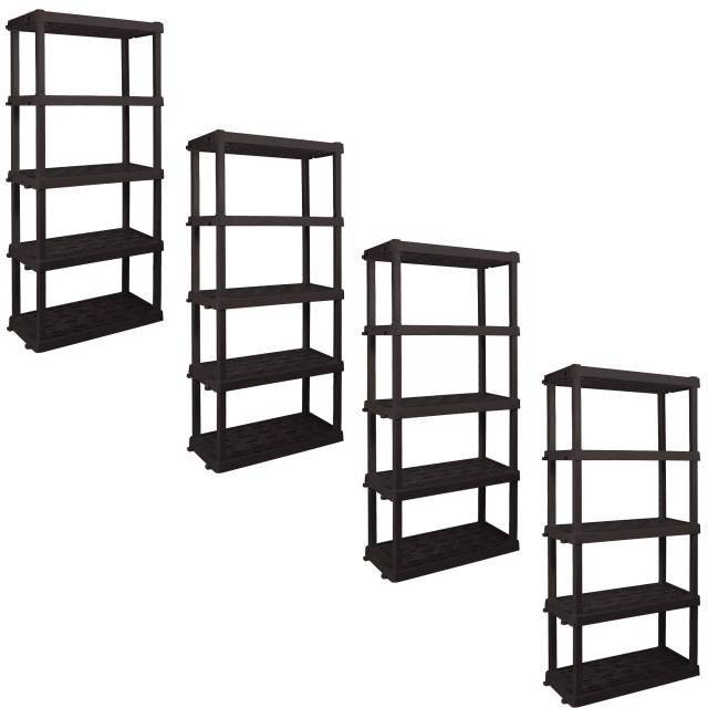 4-Pack Hyper Tough 5-Tier Plastic Shelving Units