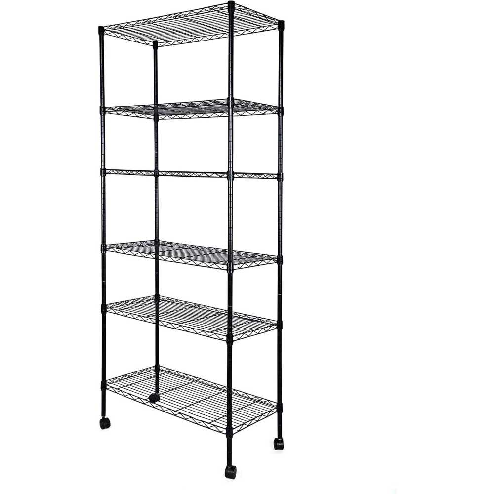 Simple Deluxe 6-Tier Heavy Duty Shelving Unit w/ Wheels (30'' x 14'' x 72")