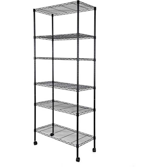 Simple Deluxe 6-Tier Heavy Duty Shelving Unit w/ Wheels (30'' x 14'' x 72")