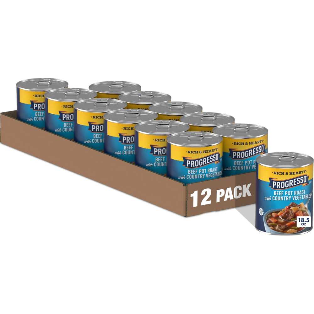12-Pack Progresso Beef Pot Roast w/ Country Vegetables Soup, 18.5 oz.