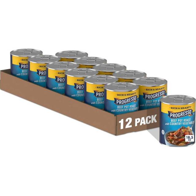 12-Pack Progresso Beef Pot Roast w/ Country Vegetables Soup, 18.5 oz.