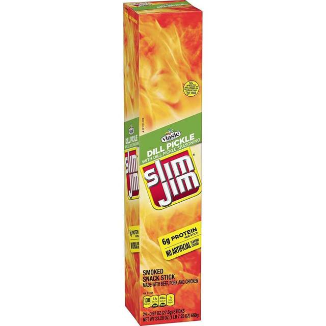 24-Pack Slim Jim Giant Smoked Meat Sticks, 0.97 oz. (Dill Pickle)