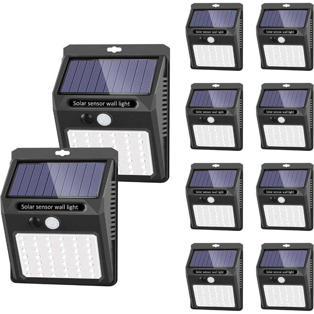 10-Pack Sezac 42-LED Solar Motion-Sensor Security Lights