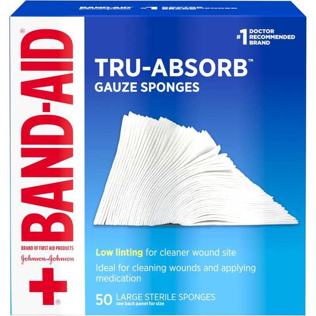 50-Pack Band Aid Tru-Absorb 4" x 4" Sterile Gauze Sponges