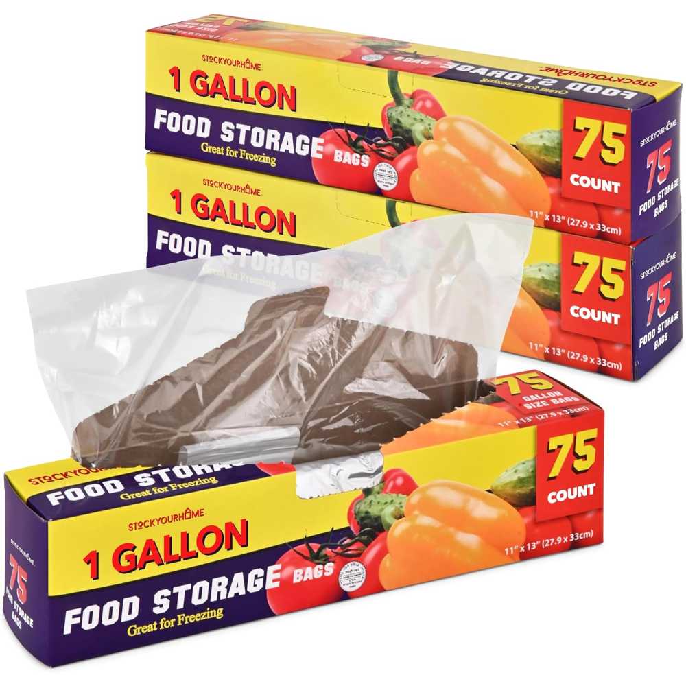 225-Pack Stock Your Home 1-Gallon Freezer/Food Storage Bags w/ Twist Ties