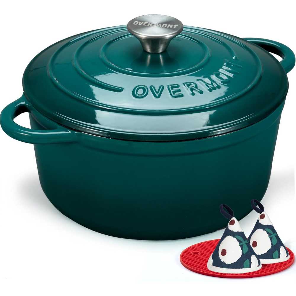 Overmont 7 qt. Enameled Cast Iron Dutch Oven w/ Lid