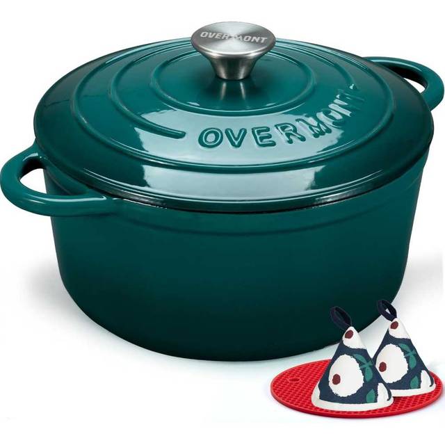Overmont 7 qt. Enameled Cast Iron Dutch Oven w/ Lid