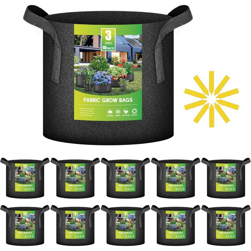 10-Pack iPower 3-Gallon Fabric Grow Bags