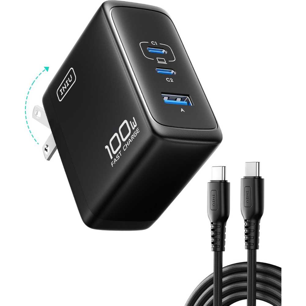 INIU 100W 3-Port USB-C Charger Block