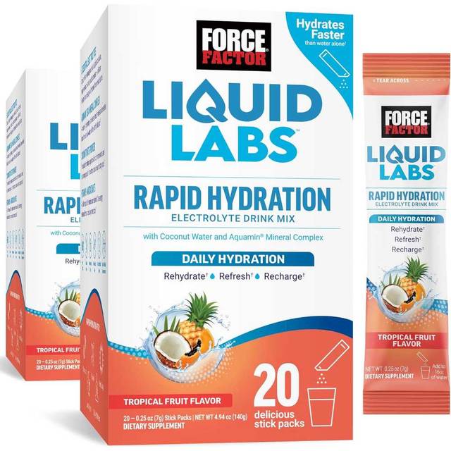 40-Pack Force Factor Liquid Labs Electrolytes Powder Packets (Tropical Fruit)